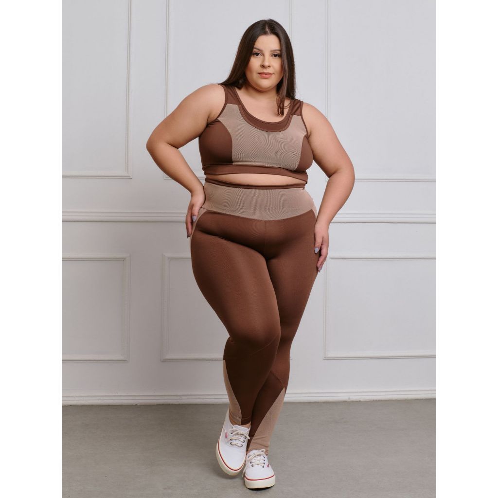 Conjunto Fitness Legging + Top S/bojo Plus Size 11194/11205 em Oferta na Shopee