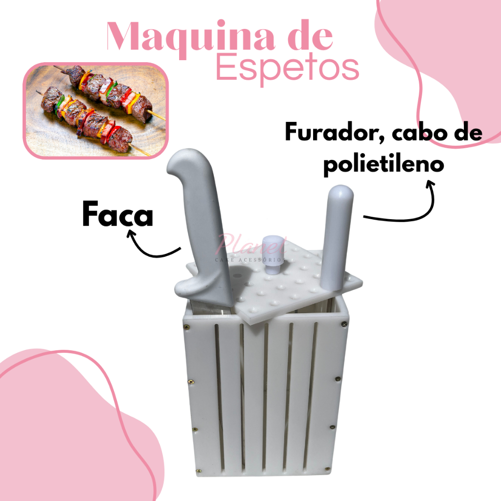 Máquina Espetinho Profissional P/36 C/150 Gr/ Faca E Furador