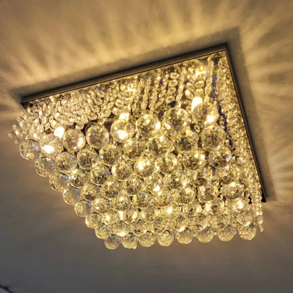 Lustre Plafon Cristal K9 40x40 C/ Led Brinde Legítimo