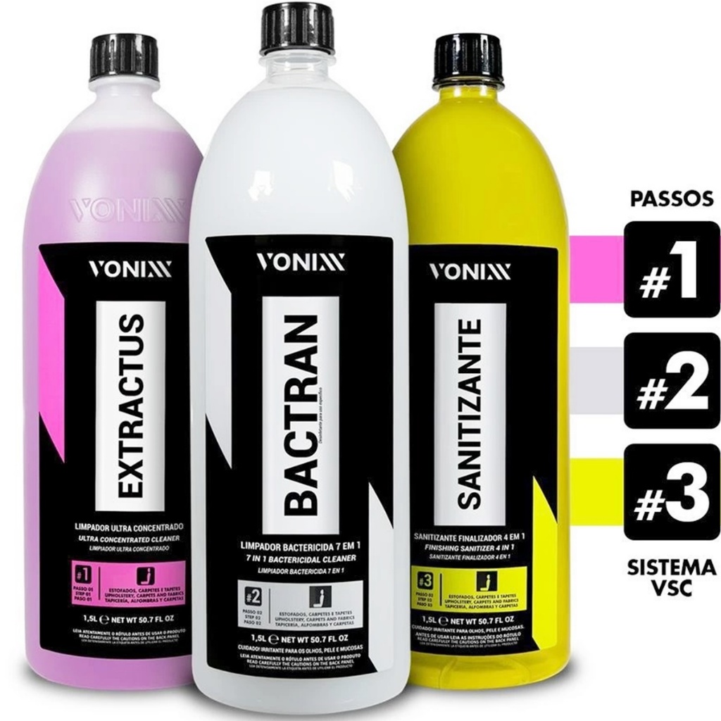 Kit Sistema Vsc Extractus + Bactran + Sanitizante 1,5l Vonixx