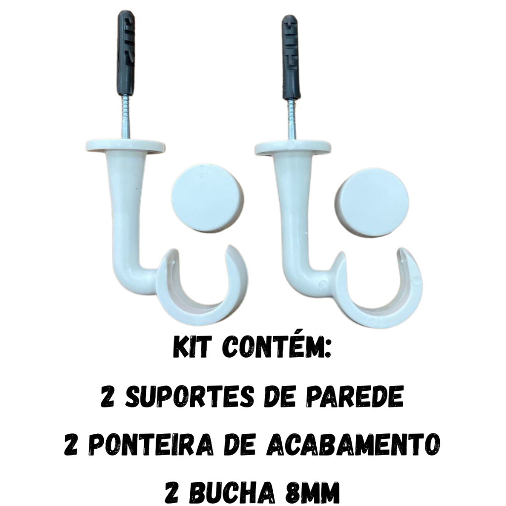 Par de Suporte Teto Pvc Varão Simples 28mm Com Ponteira Inclusa