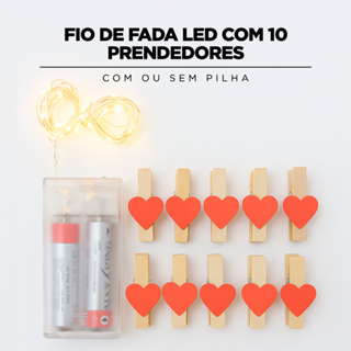 Fio de Fada Led com 10 Prendedores | Ideal para Varal de Fotos e Caixa Presente em Oferta na Shopee