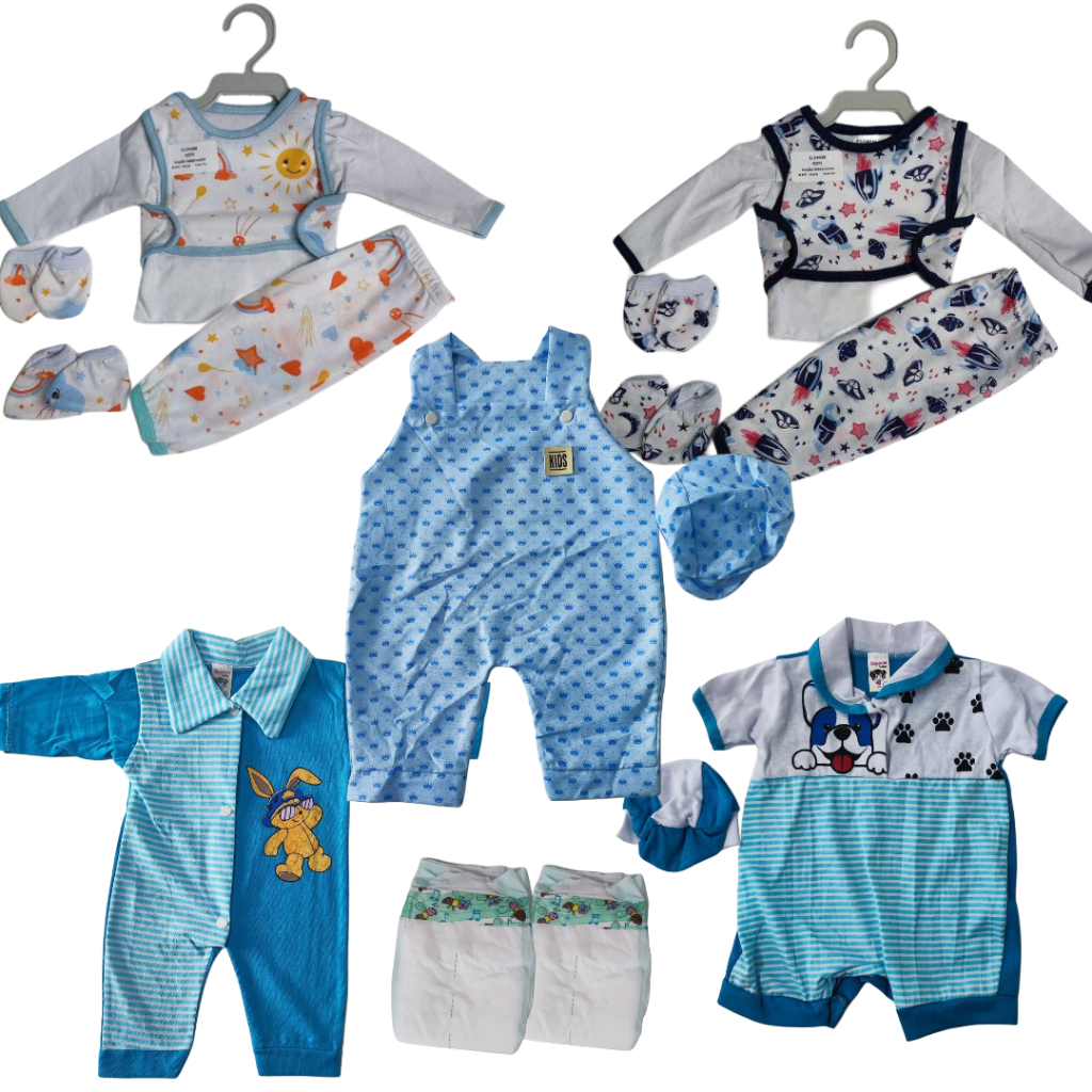 Lote com 5 roupinhas para bebê reborn menino