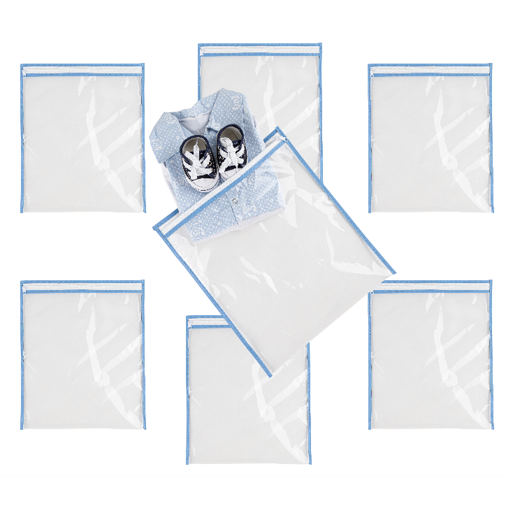 Imagem Kit 7 Saquinhos Maternidade Organizador Bebê Mala Viagem Roupa Seca Molhada