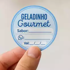 240 Adesivos Geladinho Gourmet 4cm | Personalizável com Sabor, Contato e Validade