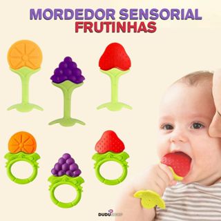 Brinquedo Frutinhas Sensorial Mordedor Bebes Fruta Silicone Dentição Gengiva Mastigar em Oferta na Shopee