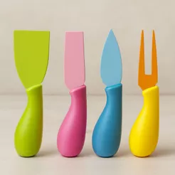 Conjunto para Queijo 4pçs Petisqueira Faca Espatula Garfo para Queijo Tabua de Frios Queijo