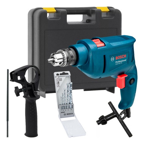 Furadeira Impacto Parafusadeira Bosch GSB 450 RE 220v + Kit 5 Brocas + Empunhade