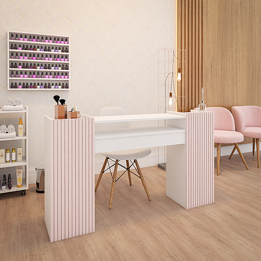 Mesa de Manicure Grande Rosa 140 CM Ripado Para Pedicure Nail Designer Moderna em Oferta na Shopee