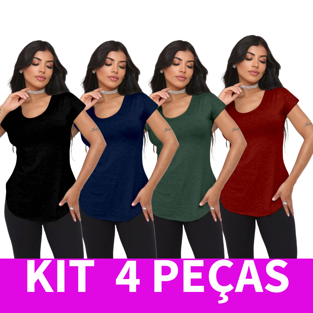 KIT 4  Blusa tapa Bumbum de Viscolycra em Oferta na Shopee