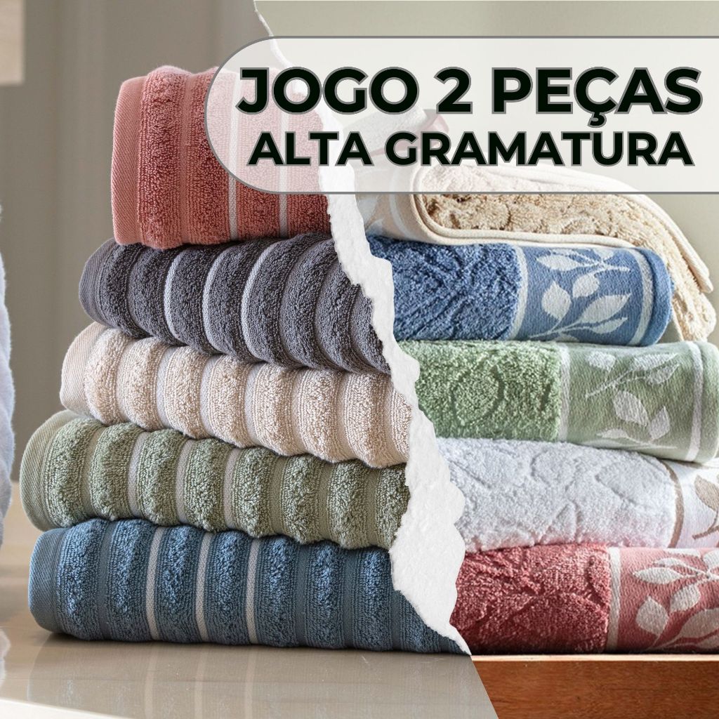 Jogo De Toalhas Banhão 2 Peças 100% Algodão 450g/m² Toque Macio Felpuda Excelente Absorção Corttex - Home & Living