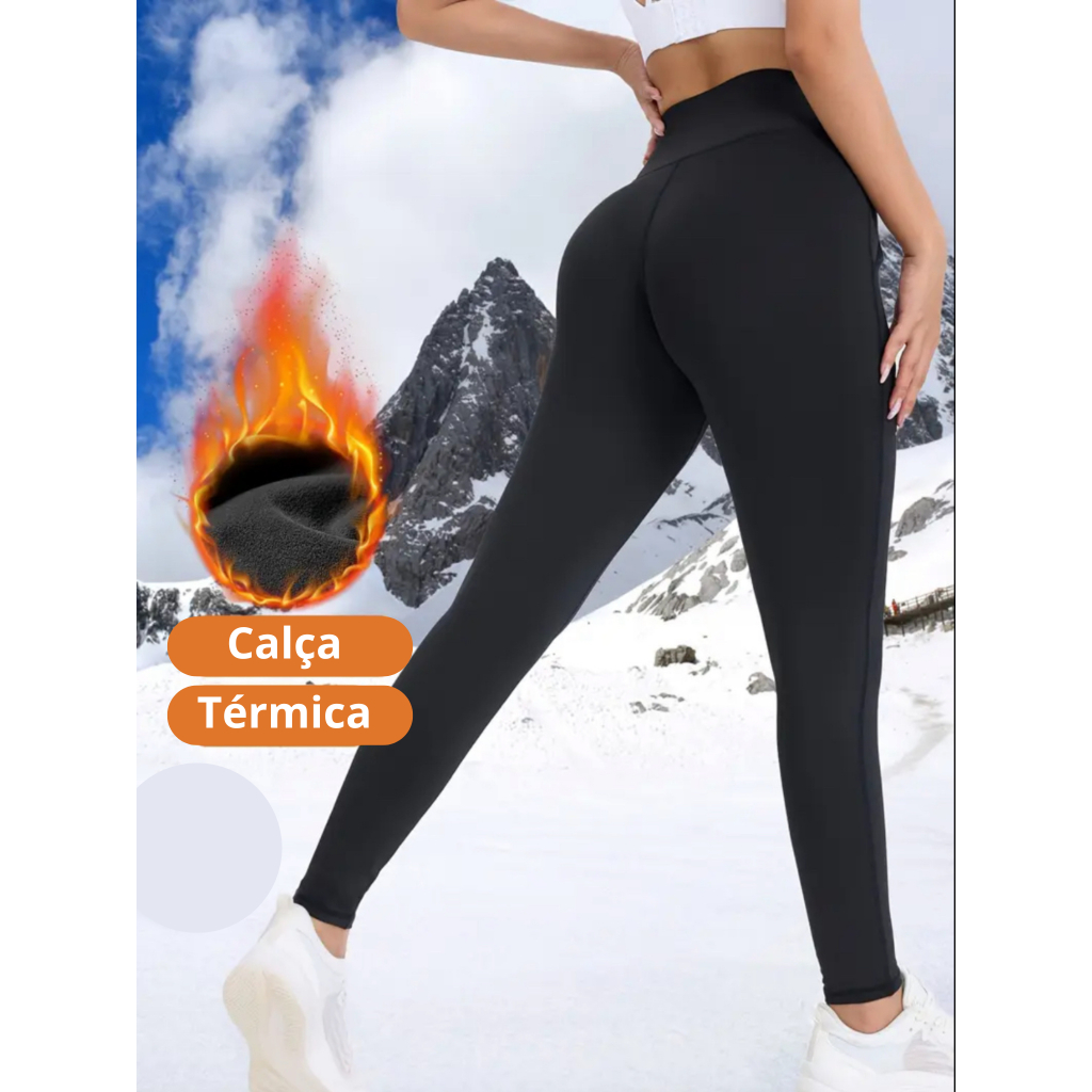 Kit 2 Calça Feminina Meia Calça Flanelada Térmica Inverno Dias Frios Peluciada Cós Reforçado Elastico Elasticidade