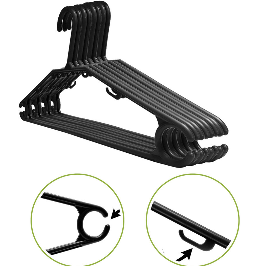Kit 3/6 Cabides para Roupa Plástico Preto Adulto Reforçado Perfumado Antideslizante Casa Utilidade