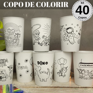Copo Lembrancinha de Aniversário Kit 40un Copos de Colorir Lembrancinhas de Aniversário infantil em Oferta na Shopee