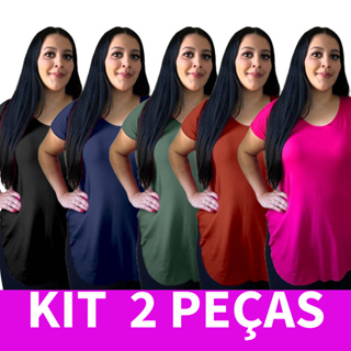 KIT 2 Blusas Tapa BumBum  Plus size de Viscolycra Fitness em Oferta na Shopee