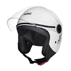 Capacete Aberto Taurus Joy23 Open Face Branco Brilhante Com Viseira Acoplada