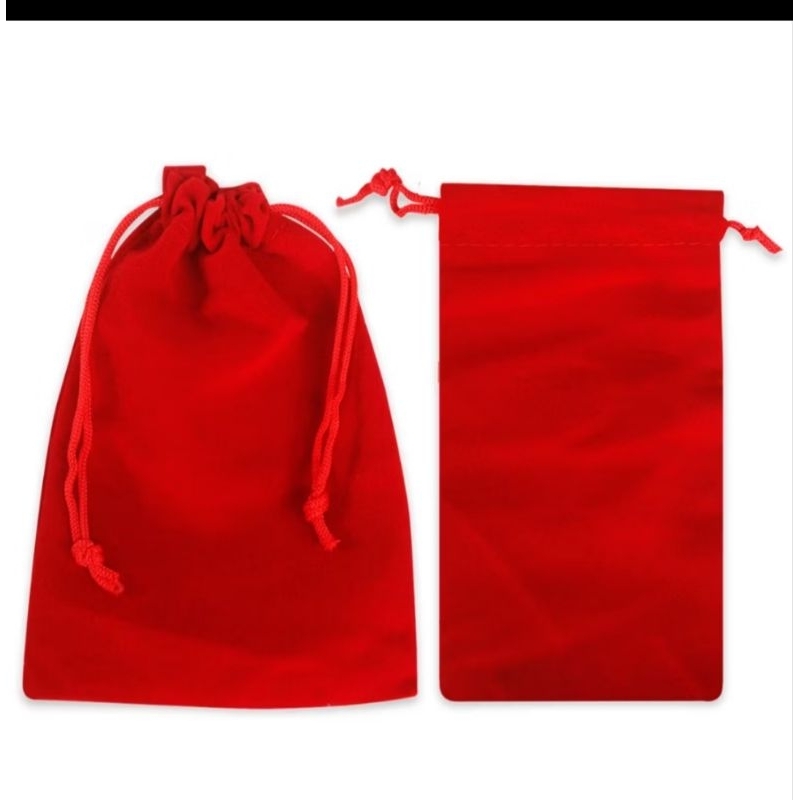 Kit Com 10 Unidades Saco De Veludo Macio Tamanho 10x12 Vermelho.