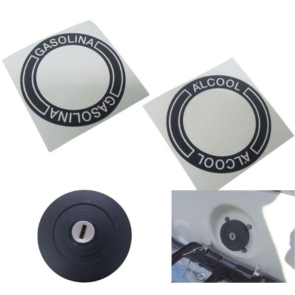 ADESIVO TAMPA DO TANQUE ÁLCOOL OU GASOLINA / LINHA FORD CORCEL 2,  DEL REY