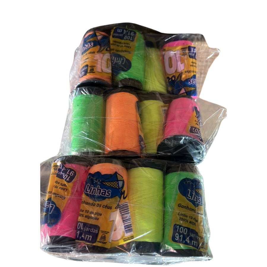 Linha Para PIPA Voar 100 Jds Colorida 12 Unidades