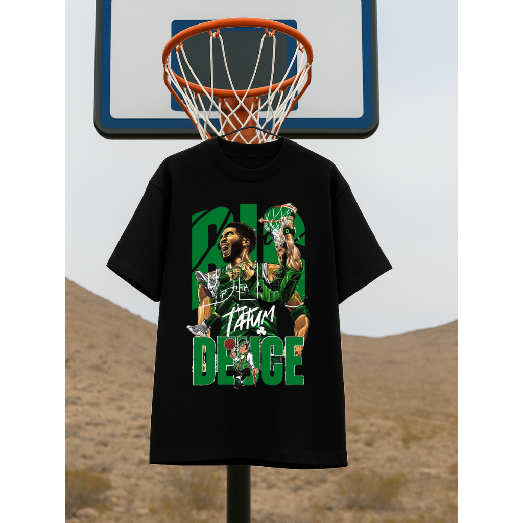 Camiseta Oversized NBA Masculina Feminina Basquete Streetwear Big Deuce Tatum Celtics Camisa Lisa