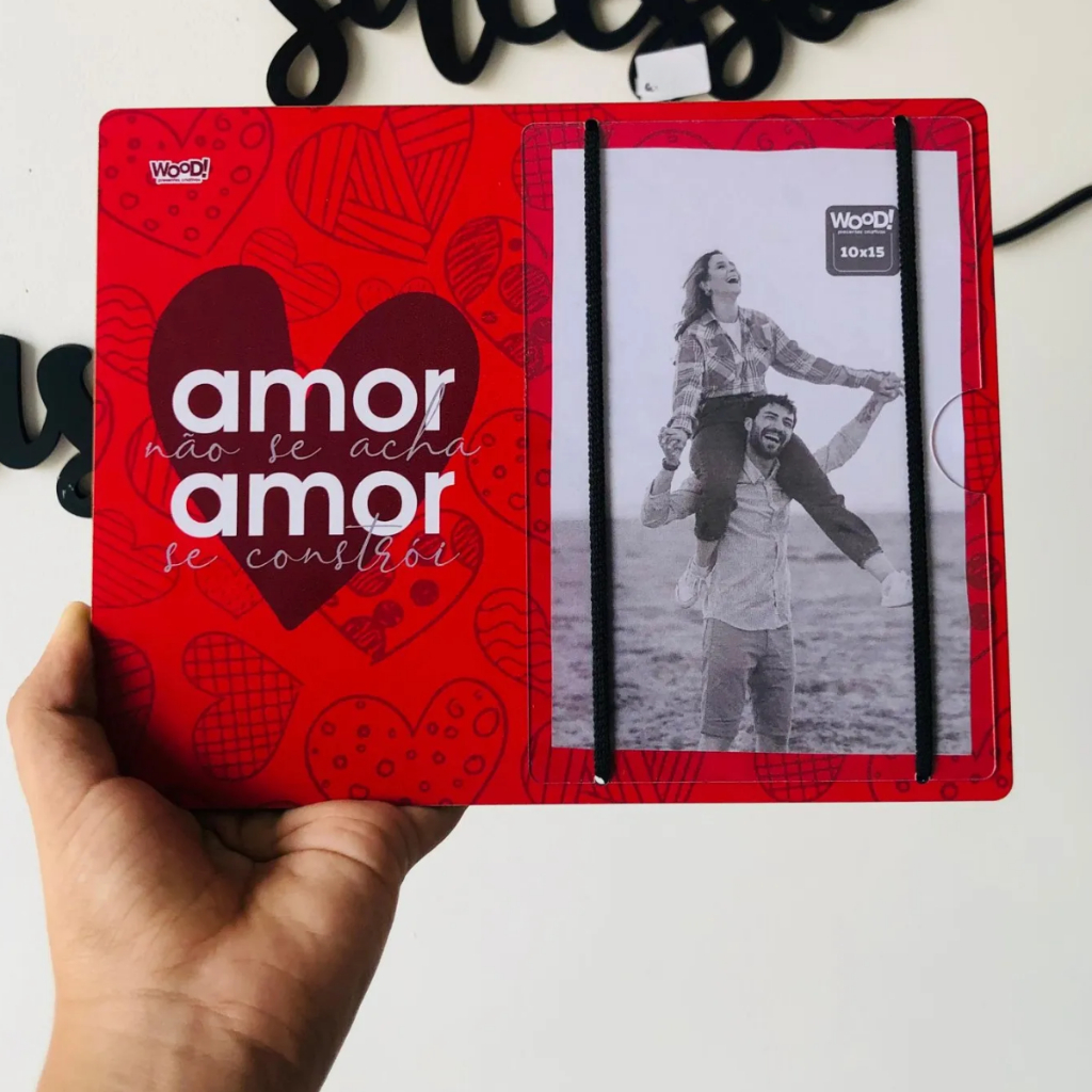 Porta-retrato horizontal foto 15x10 foto casal namorados amigos Amor não se acha Wood