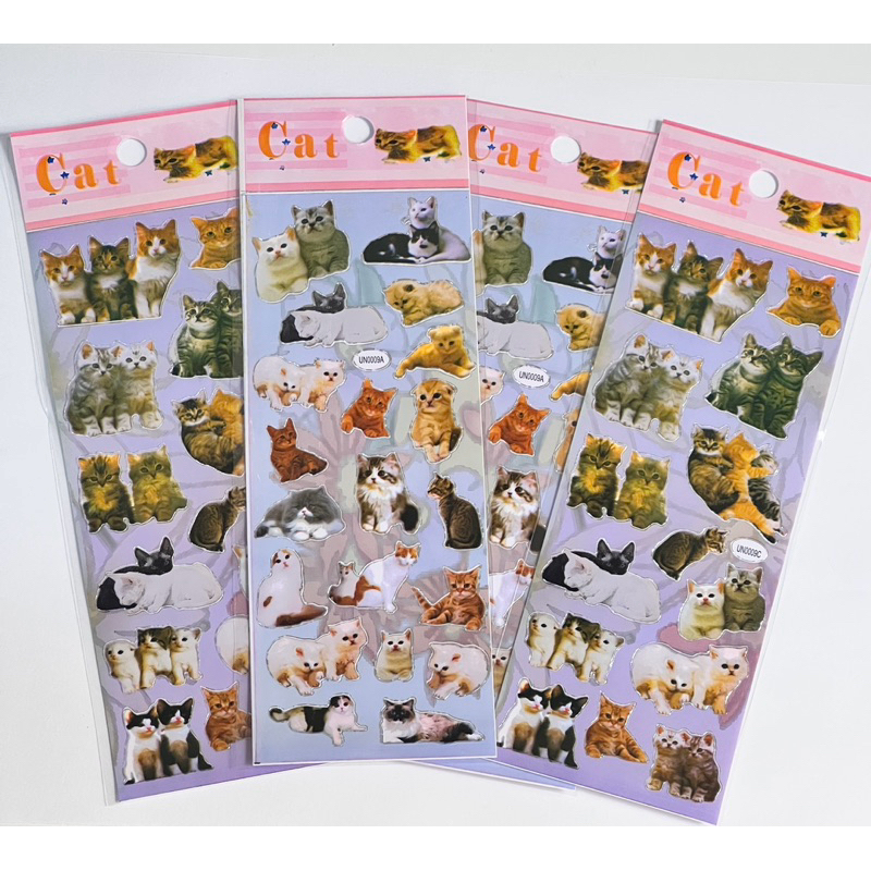 10 cartelas adesivo gatos animais