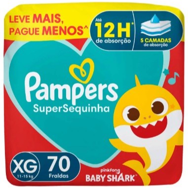 PAMPERS - Fralda Supersequinha XG - 70 Fraldas