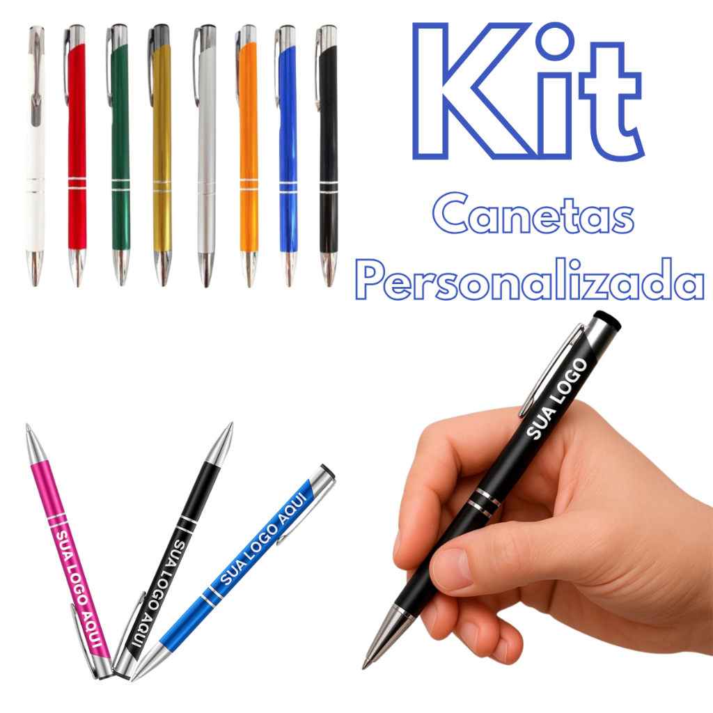 Kit Caneta Personalizada Metal  Nome Logo Frase A Laser em Oferta na Shopee