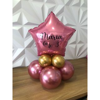 ARRANJO DE BALÕES PERSONALIZADO - ESTRELA METALIZADA em Oferta na Shopee