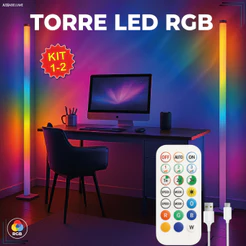 Luminária de Chão RGB LED 5050 Torre Inteligente com Controle 9.6W Barra Modo Música via USB