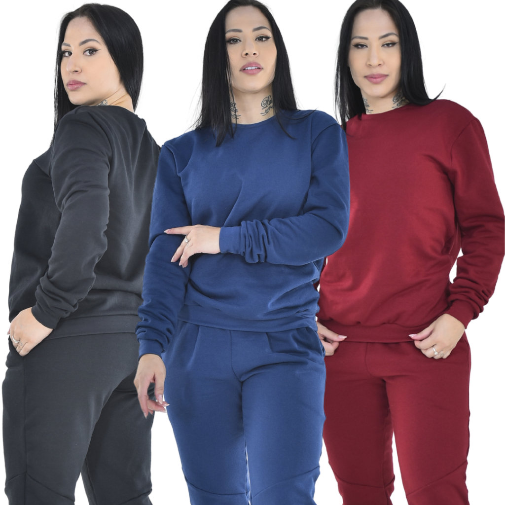 Blusa Moletom Feminina de Frio Flanelado Blusão Casaco Peluciado com Bolso Cangurú em Oferta na Shopee