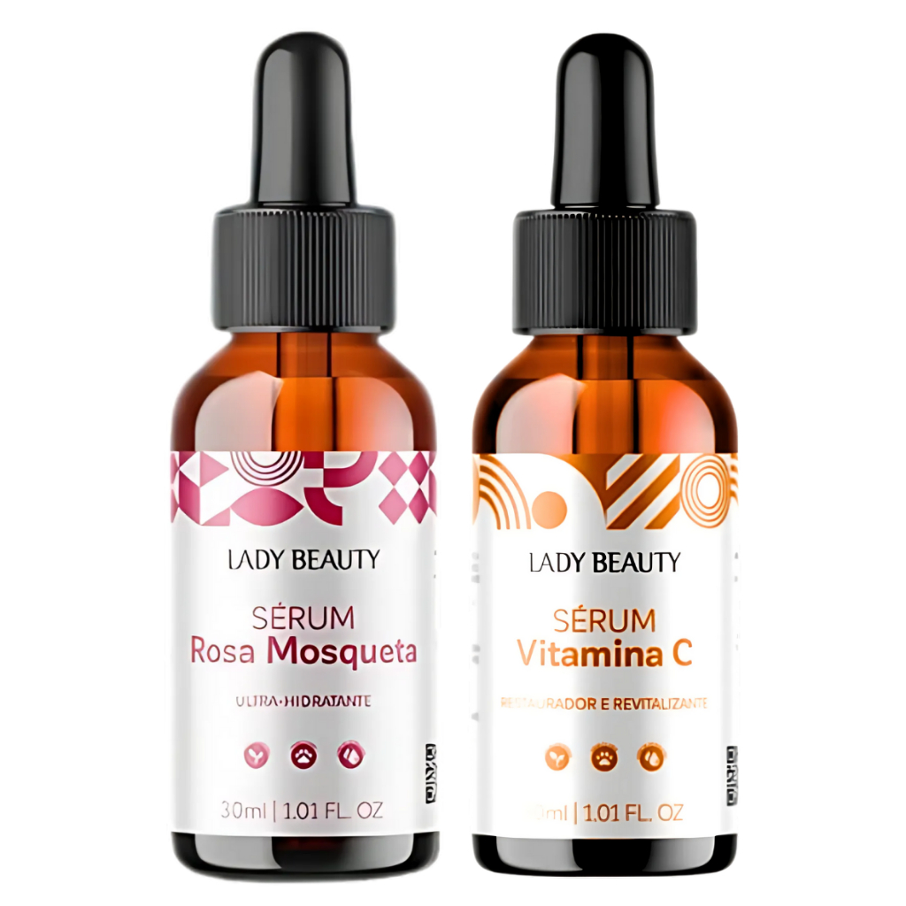 Kit Sérum Skincare rosa mosqueta + vitamina c - Clareador de manchas,renovador