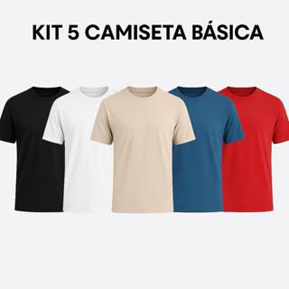 Kit 5 Camisa Básica Masculina 100% Algodão Premium SORTIDAS em Oferta na Shopee