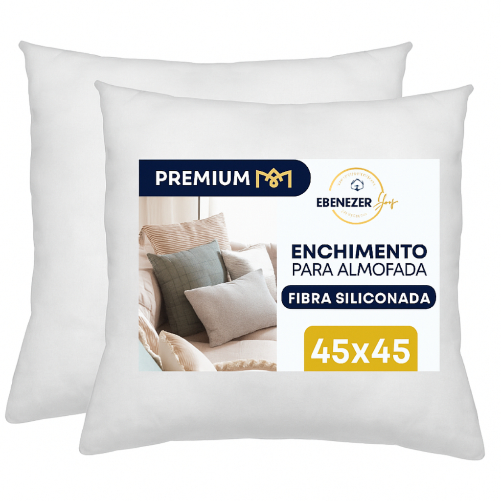 Kit 2 Enchimento Para Almofada Quadrada com Fibra Siliconada 45 cm X 45 cm Macia Premium Confortável