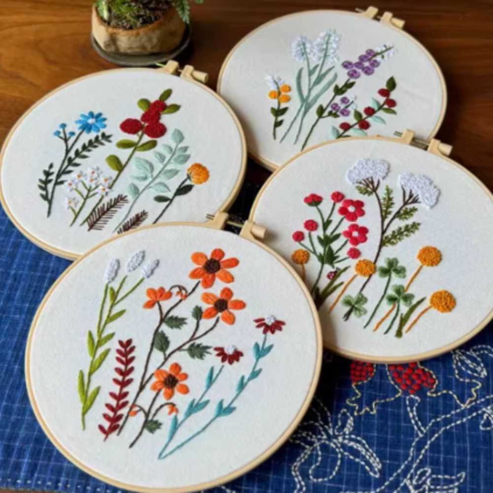 Kit Para Bordado Livre Flores - Sem Bastidor
