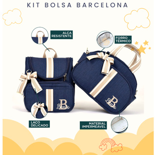 Kit Maternidade 2 Peças Bolsa e Mochila Personalizado Térmica Impermeável, Coleção Barcelona em Oferta na Shopee