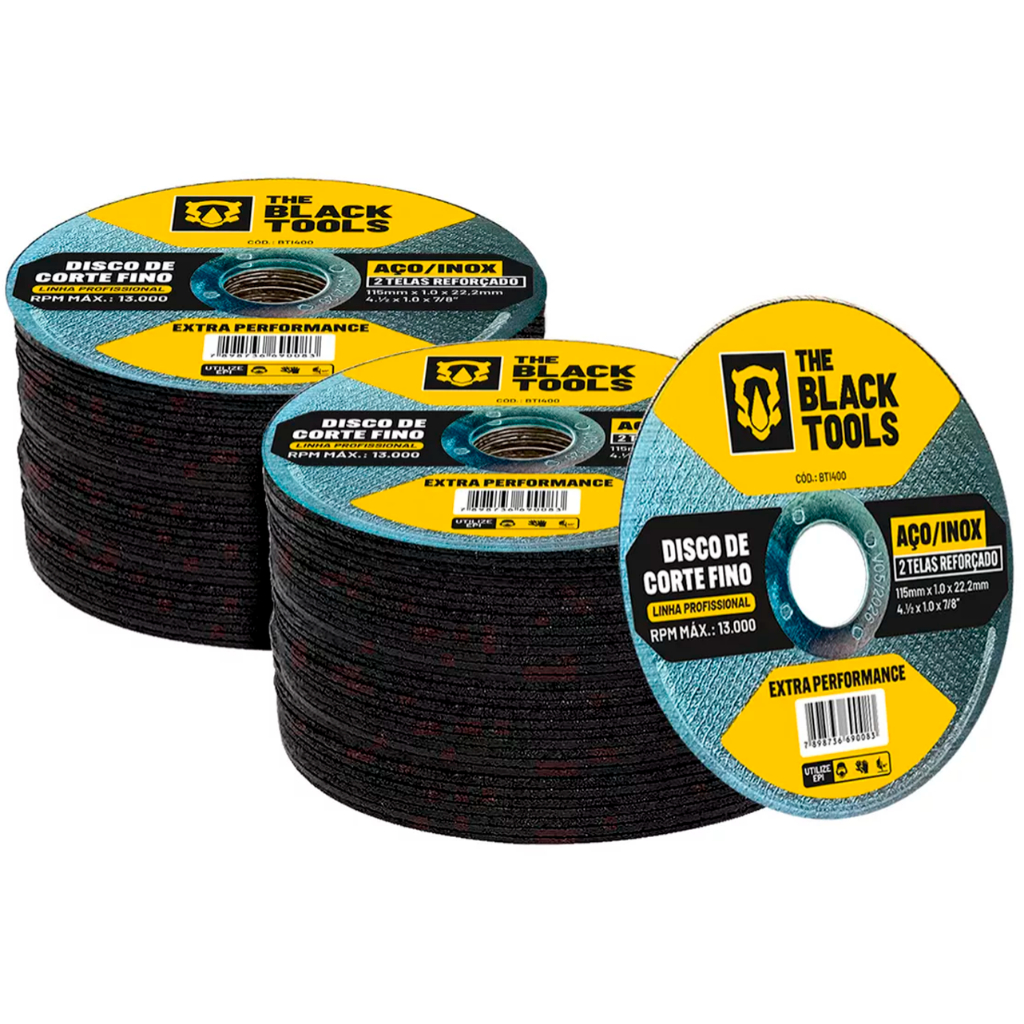 Disco De Corte Fino Inox 4.1/2 X 1,0 Esmerilhadeira 20 Peças The Black Tools - Home & Living