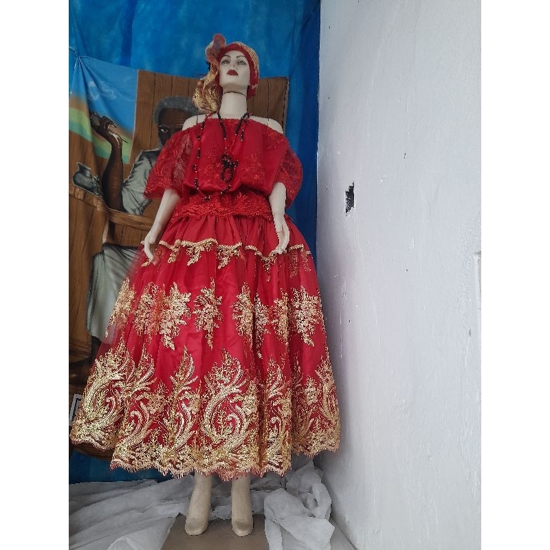 Conjunto Luxo Completo de Saia, Blusa e Lenço Pomba Gira