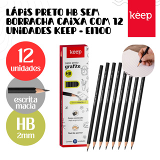 Lápis Preto HB sem Borracha Caixa com 12/24 Unidades Keep - El100 *ENVIO NO MESMO DIA UTIL* em Oferta na Shopee