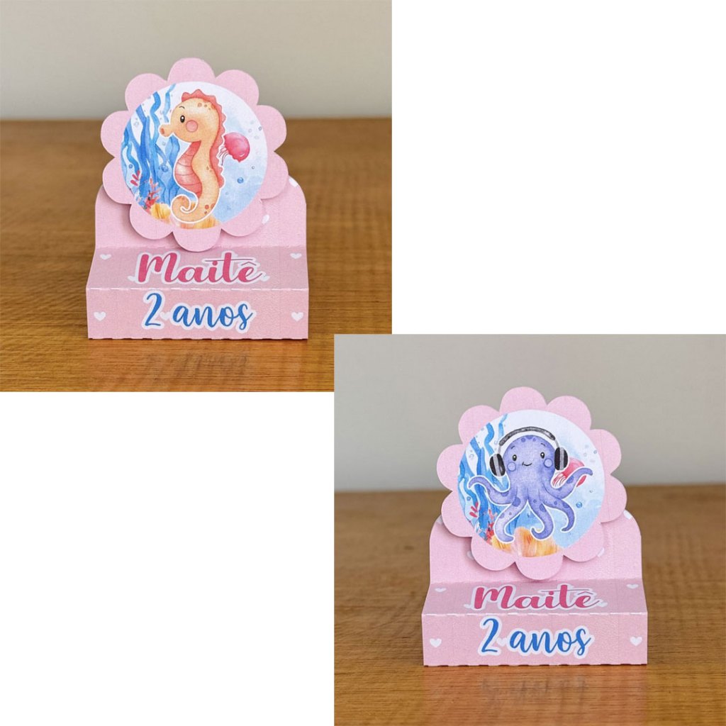 Porta Bis Duplo Personalizado | Chá de bebe | Lembrancinha Fundo do mar menina