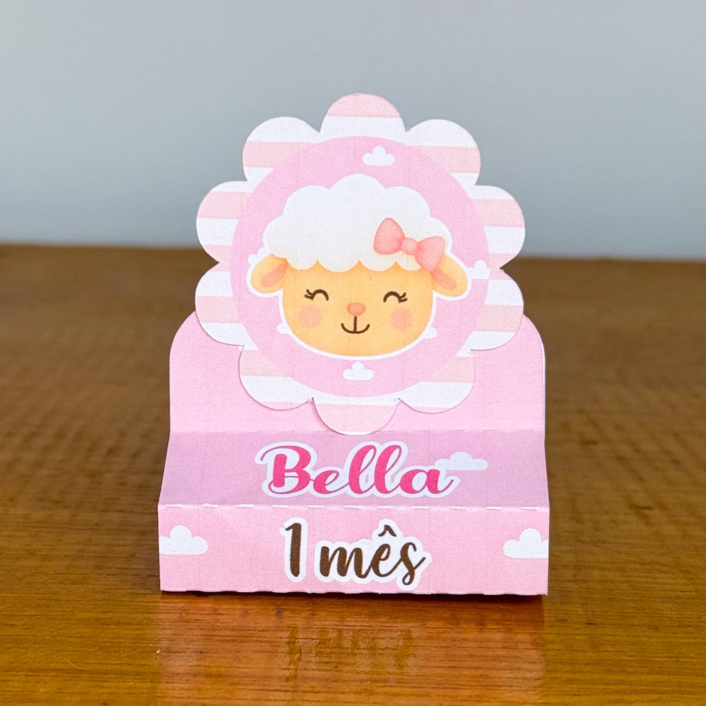 Kit 20 Porta Bis Ovelhinha Rosa Personalizado Lembrancinhas festa infantil Caixinhas