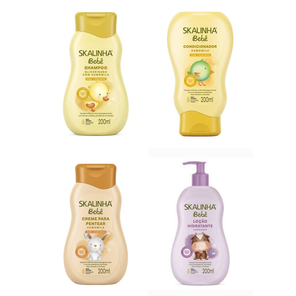 Kit Skalinha Camomila Shampoo Condicionador Creme de Pentear e Hidratante em Oferta na Shopee