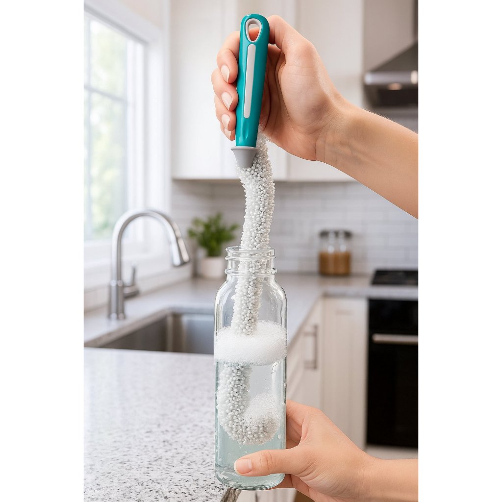 Escova Para Lavar Copos Taças Mamadeiras E Garrafas Cerdas Macias Flexível Flash Limp em Oferta na Shopee