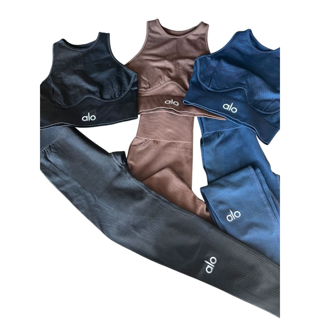 Conjunto top e calça fitness allo yoga cross fit cintura alta zero transparente feminina a...