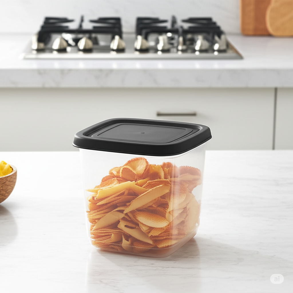 Kit Potes Mantimento 1100ml Tampa Flexível Hermética Pote Quadrado Transparente BPA FREE Cerais