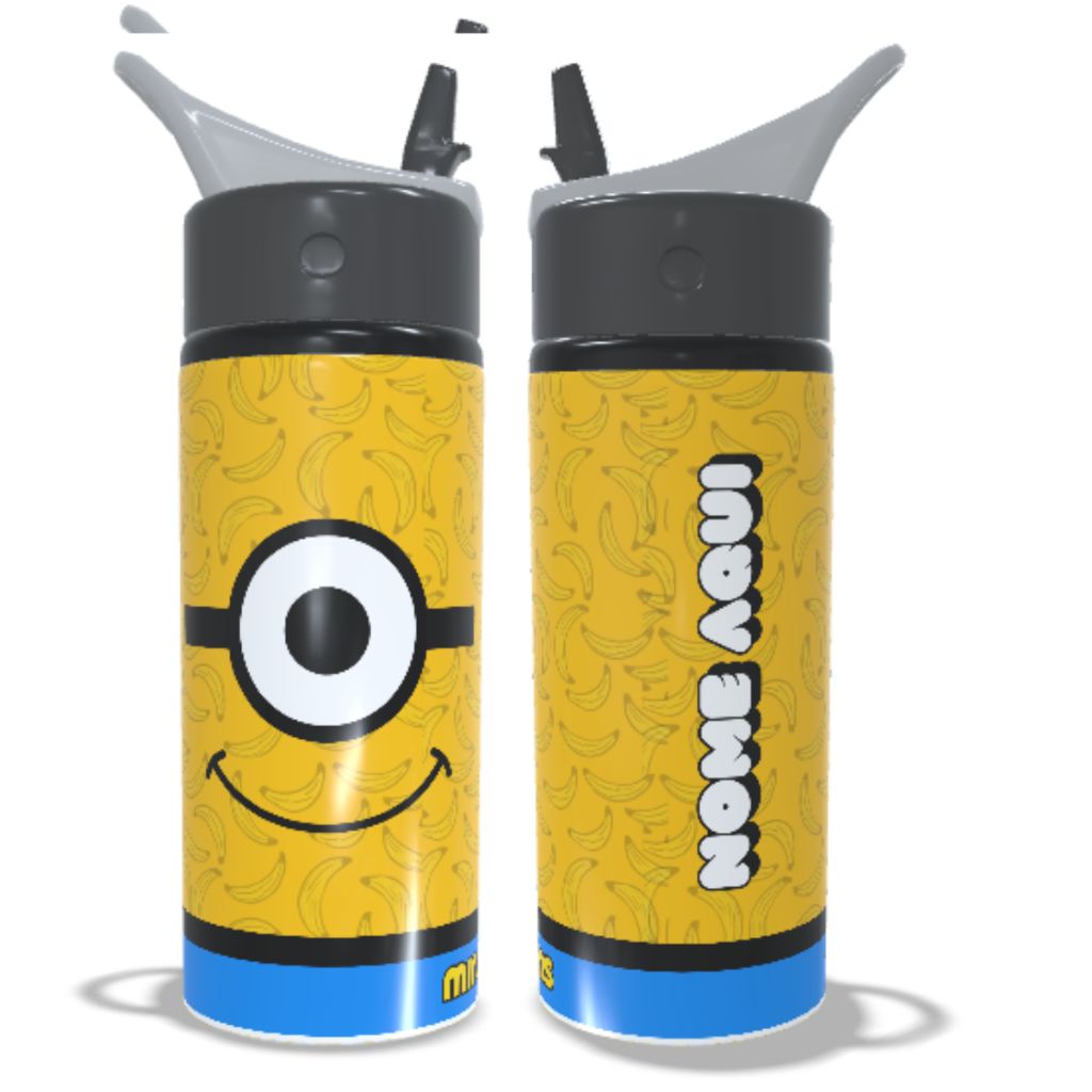 Garrafa Squeeze De Alumínio Minions Com Nome Personalizado 600ml em Oferta na Shopee