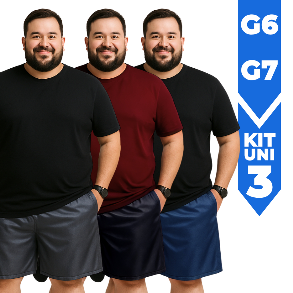 Kit 3 Bermudas Plus Size Masculino Academia G6 e G7