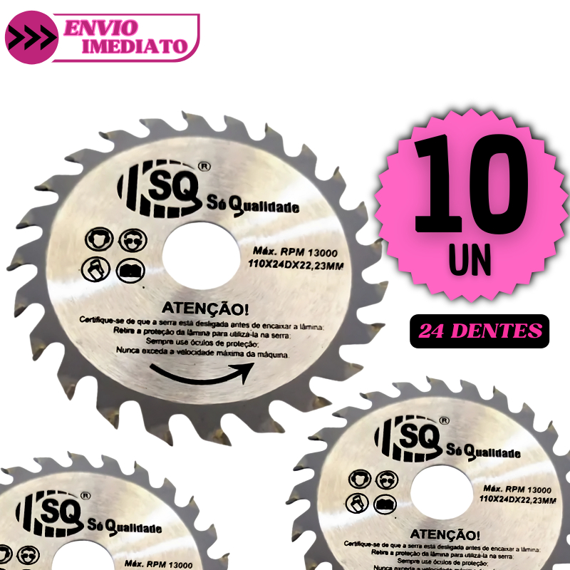 Jogo 10 Disco de Corte 24 Dentes para Madeira 4" Serra Circular Pedreiro Construção em Oferta na Shopee