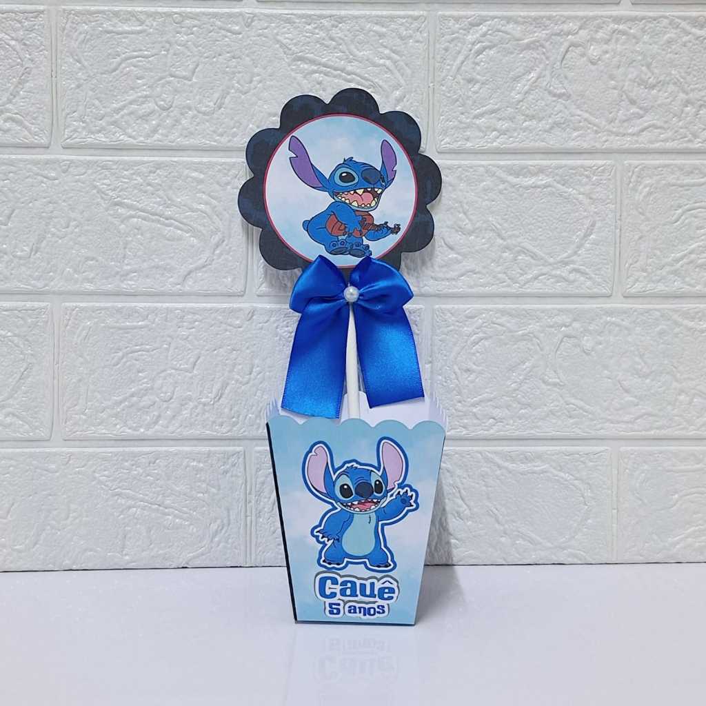Centro de Mesa PEGUE E MONTE CACHEPOT Stitch Azul  Lembrancinhas ANIVERSÁRIOS DECORAÇÕES
