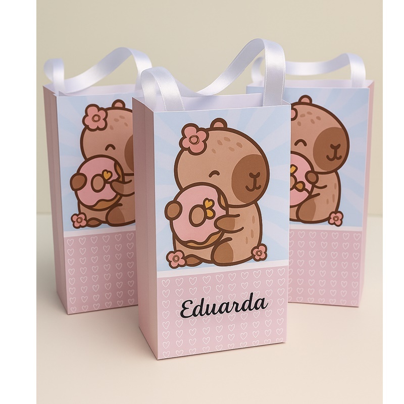 Sacolinha Surpresa Capivara Menina Personalizada | Lembrancinhas | Festa | Aniversário